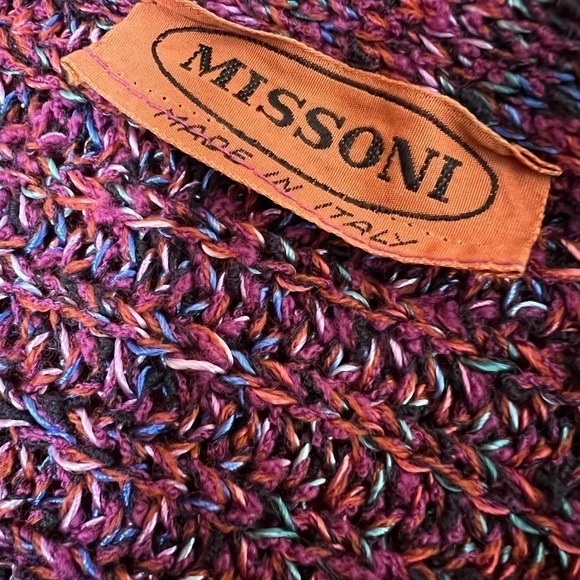 VINTAGE 90s MISSONI Multicolor Chunky Knit Shawl Collar Cardigan Sweater S - Picture 5 of 8